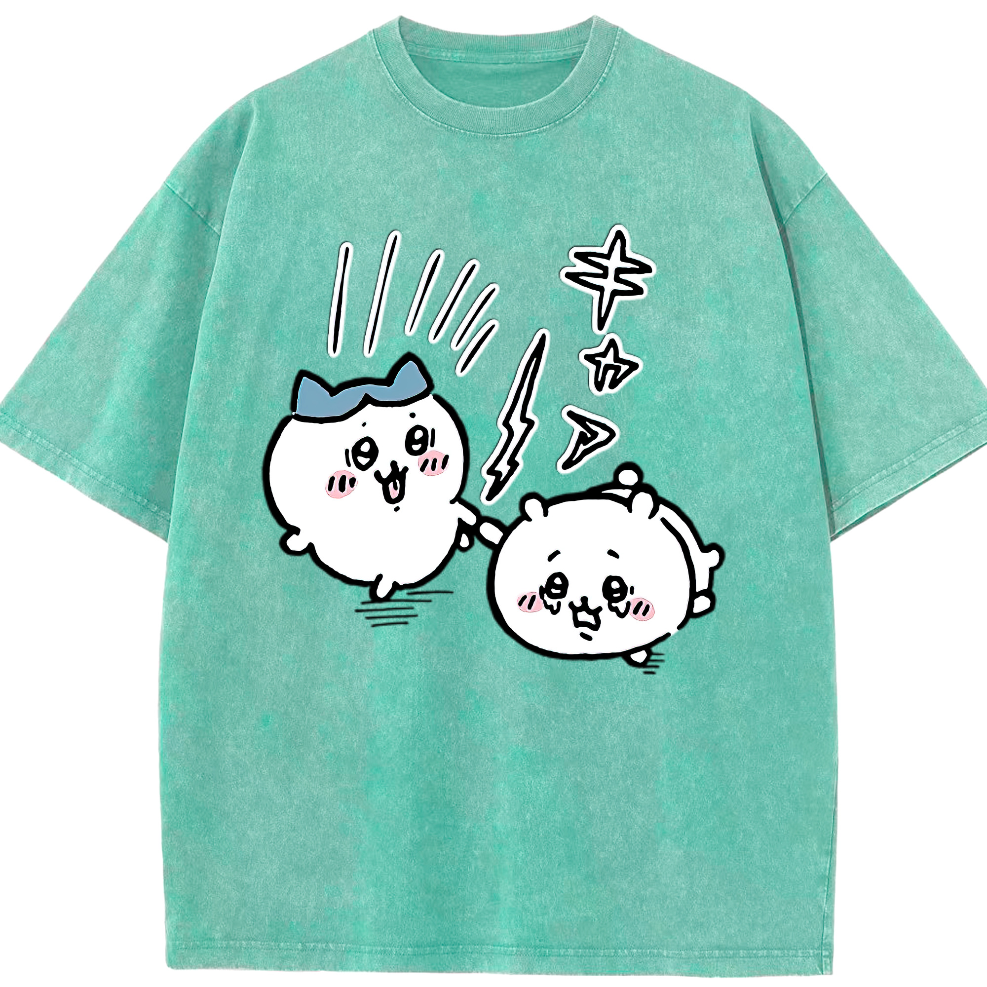 （画像用） ちいかわ ハチワレ Chii-kawa hachiware 綿100% ヴィンテージ風 半袖Tシャツ（フロントプリント）